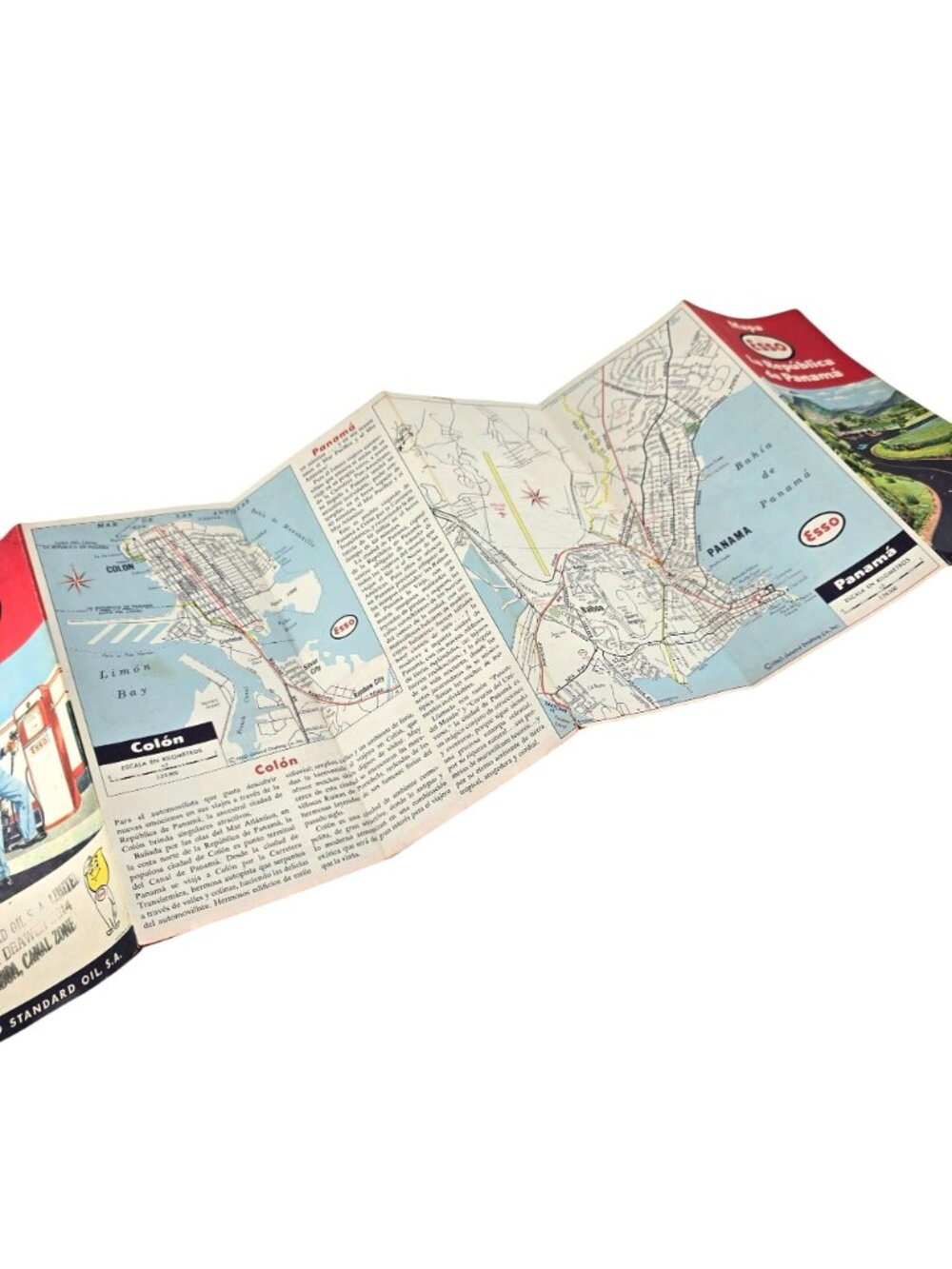 Vintage 1960 Esso Mapa De La República De Panamá Foldable Road Map LI632 - Picture 3 of 6